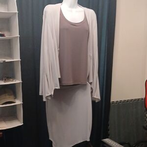 Sympli ... Skirt, Jacket And Coordinating Top**Gray And Taupe